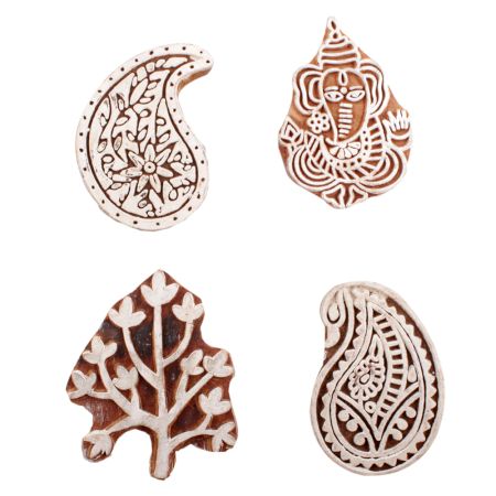 Set of 4 Piece New Mix Wooden Printing Block